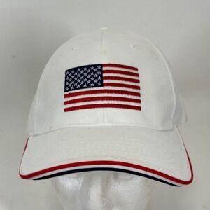 Everitt White American Flag Embroidered Baseball Cap USA Patriotic Strapback Hat